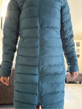 Long Teal Puffer Coat - Women's Insulated Jacket